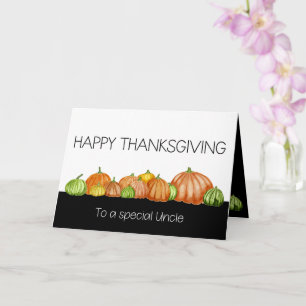 Uncle Watercolor Pumpkins Thanksgiving Card