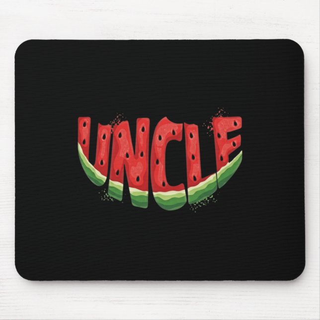 Uncle Watermelon Typography - Funny Summer Fruit Mouse Mat (Front)