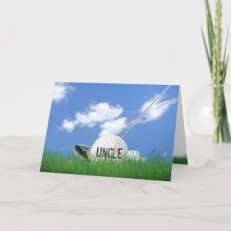 Uncle's birthday golf ball in grass card