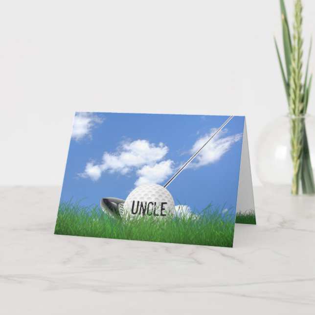 Uncle's birthday golf ball in grass card (Front)
