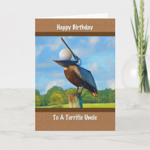 Uncle's Birthday, Pelican with Golf Ball Card