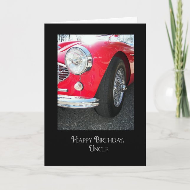 Uncle's red sports car birthday card (Front)