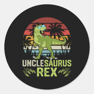 Unclesarurus Rex   Cool Retro Dinosaur Design Classic Round Sticker