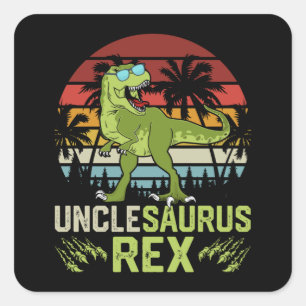 Unclesarurus Rex Cool Retro Dinosaur Design Square Sticker