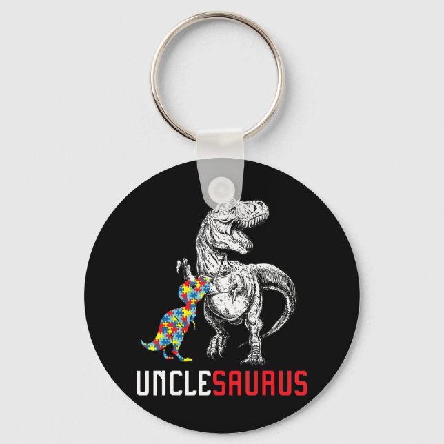Unclesaurus Autism Awareness T-Shirt Uncle Saurus  Key Ring (Front)