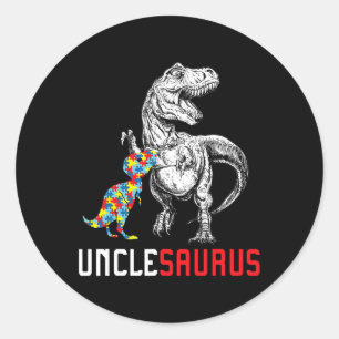 Unclesaurus Autism Awareness Uncle Saurus Family G Classic Round Sticker