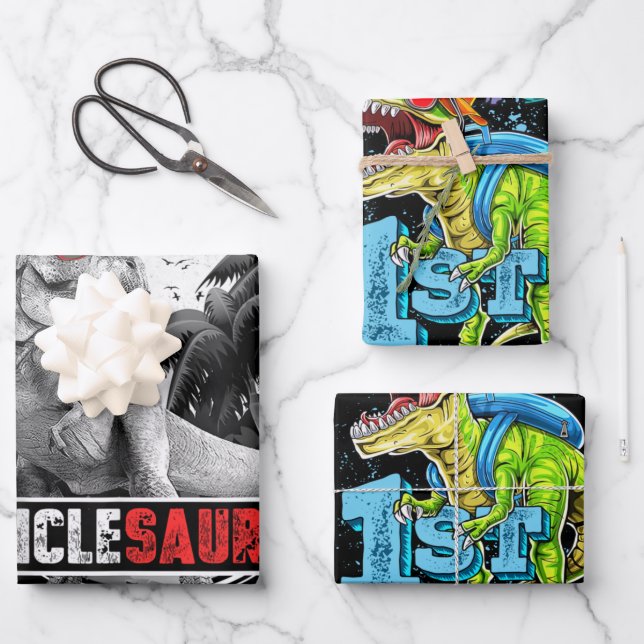 Unclesaurus Dinosaur Uncle Saurus Wrapping Paper Sheet (Front)