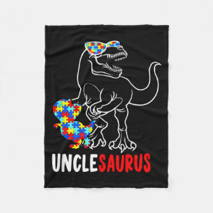 Unclesaurus T Rex Dinosaur Autism Awareness Uncle  Fleece Blanket