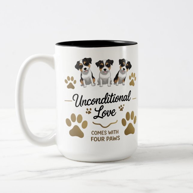 Unconditional Love Comes with Four Paws –  Two-Tone Coffee Mug (Left)