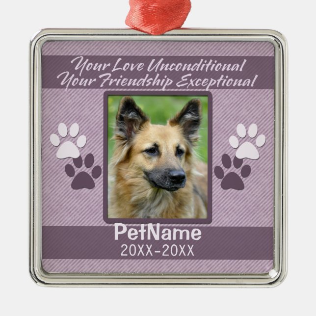 Unconditional Love Pet Sympathy Custom Metal Tree Decoration (Front)