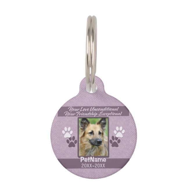 Unconditional Love Pet Sympathy Custom Pet Tag (Front)