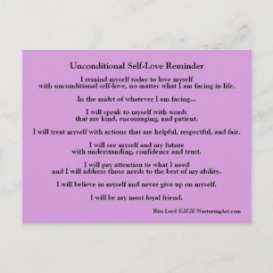 Unconditional self-love reminder post card