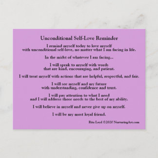 Unconditional self-love reminder post card