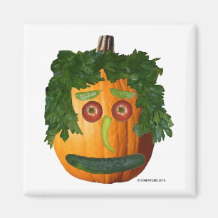 Uncut Pumpkin Face Square Magnet