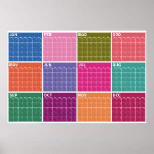 Undated Bold Vibrant Blank Planner Calendar Poster