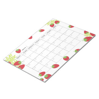Undated Minimal Strawberry Monthly Planner Notepad