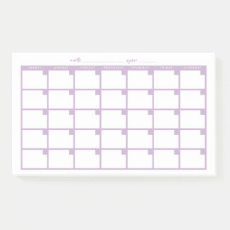 Undated Sticky Note Calendar - Light Purple