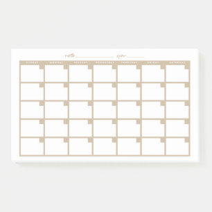 Undated Sticky Note Calendar - Tan