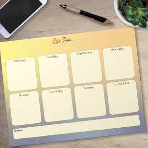Undated Weekly Planner, To Do List, Notes Notepad