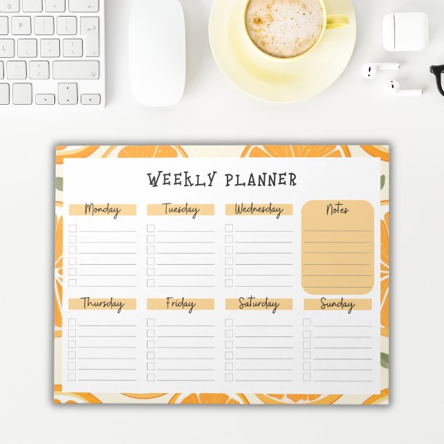 Undated Weekly Planner with Orange Slice Border Notepad (Creator Uploaded)