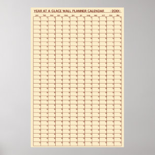 Undated Year At A Glance Wall Planner Calendar Poster