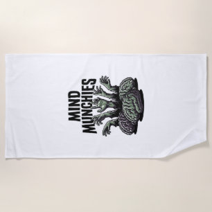 Undead Brain Feast Vintage Zombie Hands Horror Shi Beach Towel