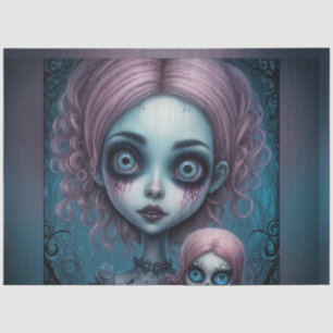 Undead Creepy Girl and her Doll Decoupage Paper