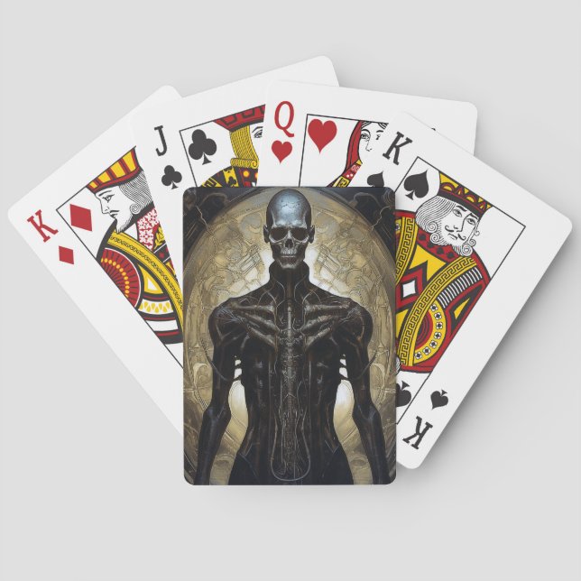 Undead Cyborg Sci-Fi Horror Art Playing Cards (Back)