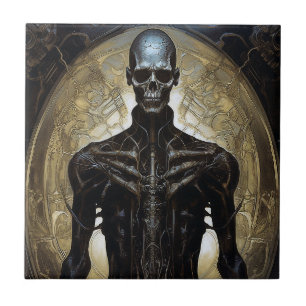 Undead Cyborg Sci-Fi Horror Art Tile