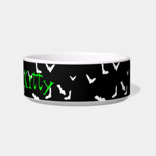 "UNDEAD Kitty" Gothic Bats Spooky Cat Food Bowl