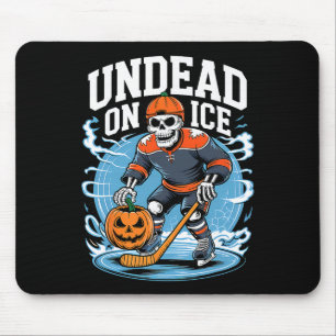 Undead On Ice Funny Hockey Skeletons Halloween Mouse Mat