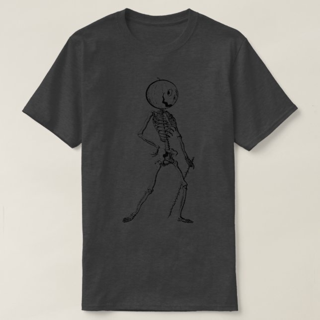 Undead Pumpkin Head Skeleton  T-Shirt (Design Front)