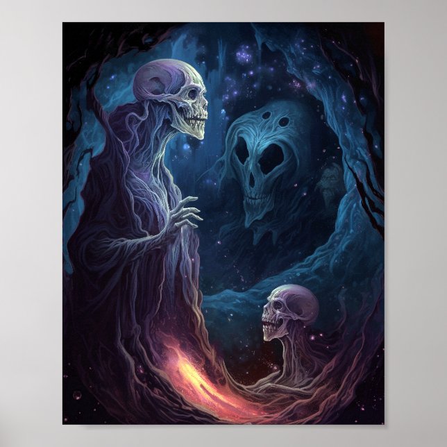 Undead Skeleton Creatures Horror Art Poster (Front)