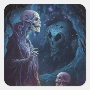 Undead Skeleton Creatures Horror Art Square Sticker