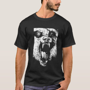 Undead Wolf Modern Black Art Illustration T-Shirt
