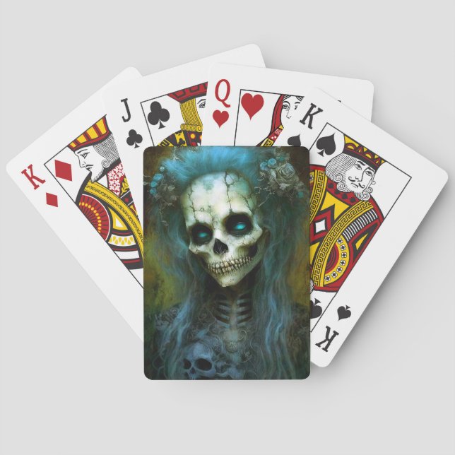 Undead Woman Skeleton Horror Playing Cards (Back)