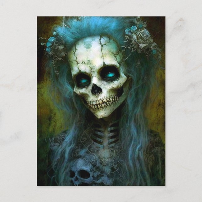 Undead Woman Skeleton Horror Postcard (Front)