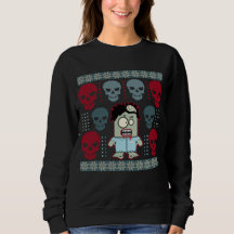 Undead Zombie and Skulls Ugly Holiday Sweater