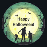 Undead Zombies Zombie Halloween Party Classic Round Sticker<br><div class="desc">customise for your event. The Party Text is removable or can be re-positioned.
Designed by Freepik</div>