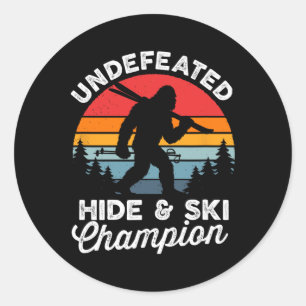 Undefeated Hide And Ski Champion Funny Bigfoot Vin Classic Round Sticker