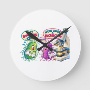 Under a Microscope – Funny Microbiology Bacteria H Round Clock