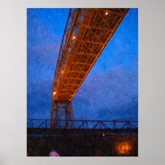 Under a raised Lift Bridge-Painting Print