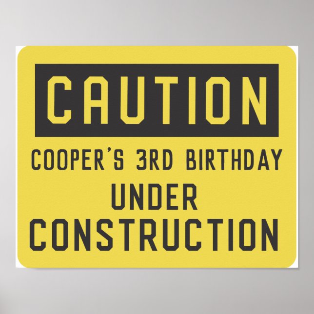 Under Construction Any Age Birthday Party Sign (Front)