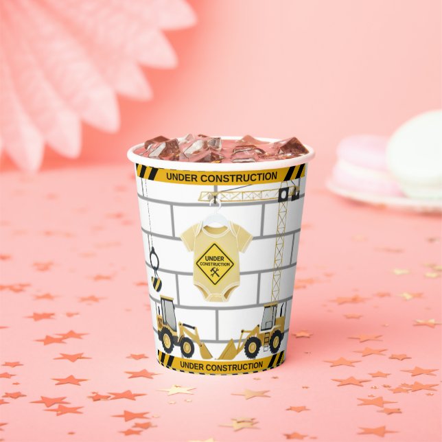 Under Construction Baby Clothes Baby Shower Paper Cups (Insitu)