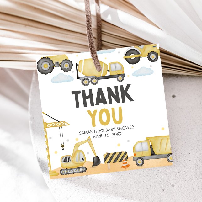 Under Construction Baby Shower Favour Tags (Caution Baby Under Construction Baby Shower Favor Tags)