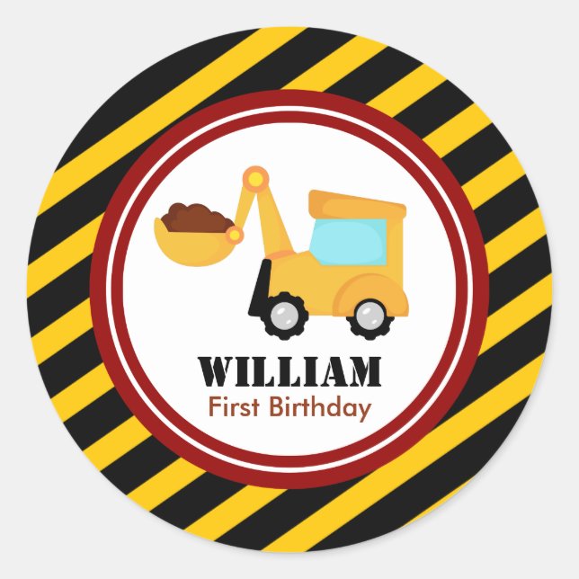 UNDER CONSTRUCTION Birthday Baby Shower Classic Round Sticker (Front)