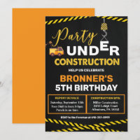 Under Construction Birthday Invitation