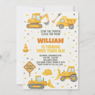 Under Construction Birthday Invitation