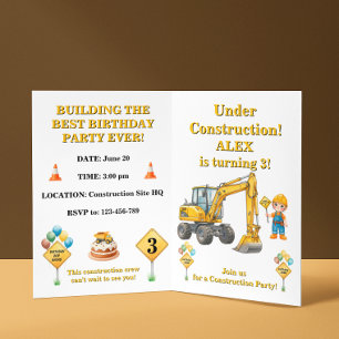 Under Construction Birthday Invitation Boy