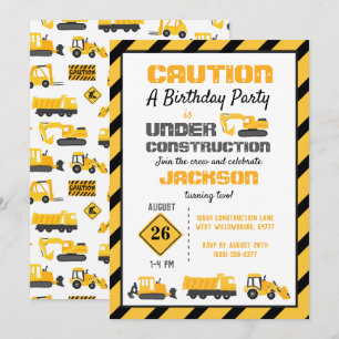 Under Construction Birthday Party Invitation